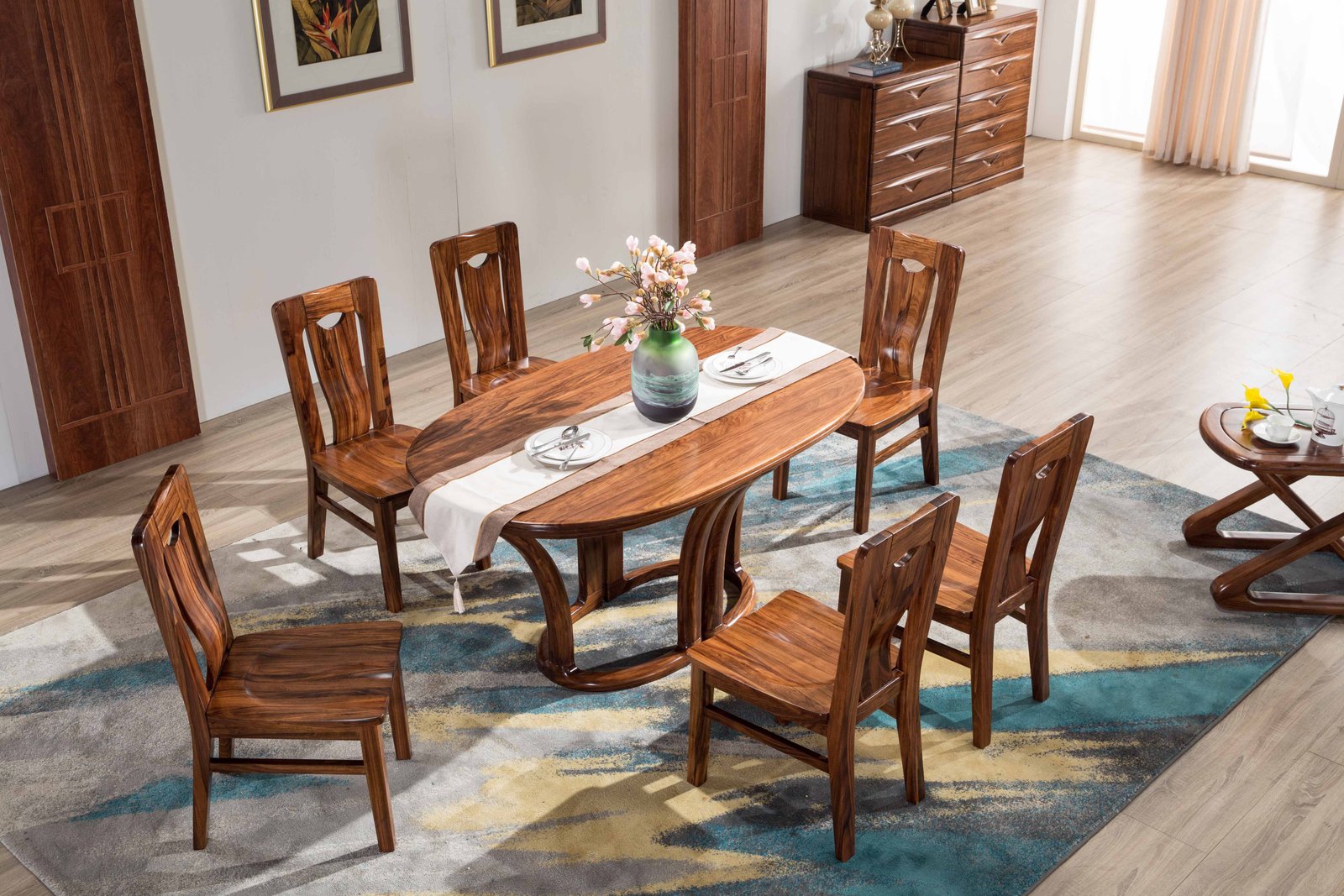 Wooden double bed and dining table made in Delhi